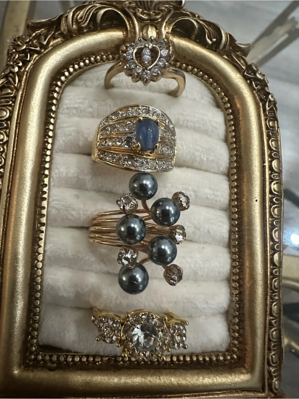 Gold Ornate Ring Display Stand with Velvet Insert - Home Accents